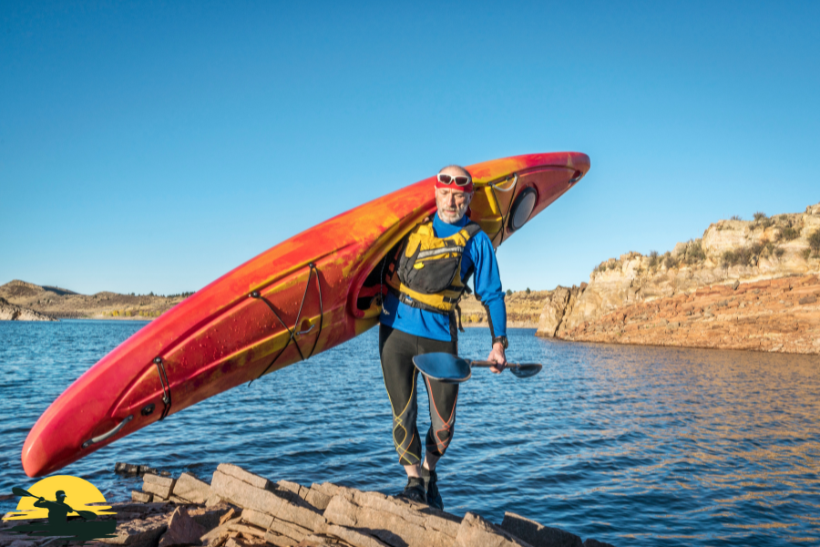 Taking a kayak out of water