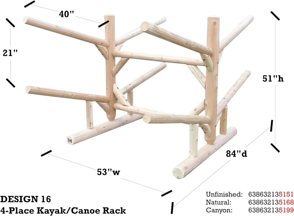 Log Kayak Rack Natural Wood Series