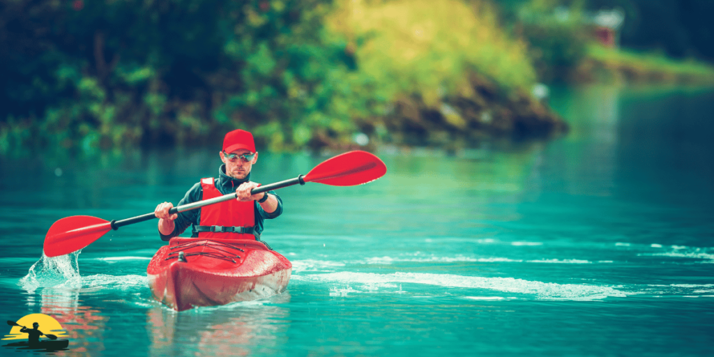 Paddling through the lake