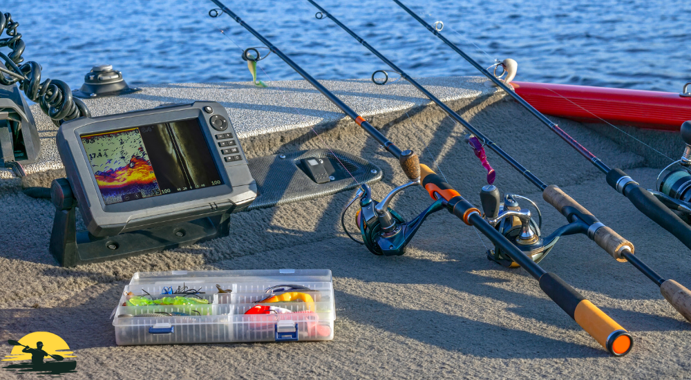 fishfinder and some fishing hooks