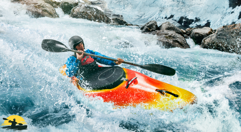 kayaking through waves