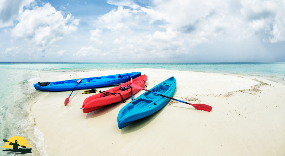 kayaks on a beach