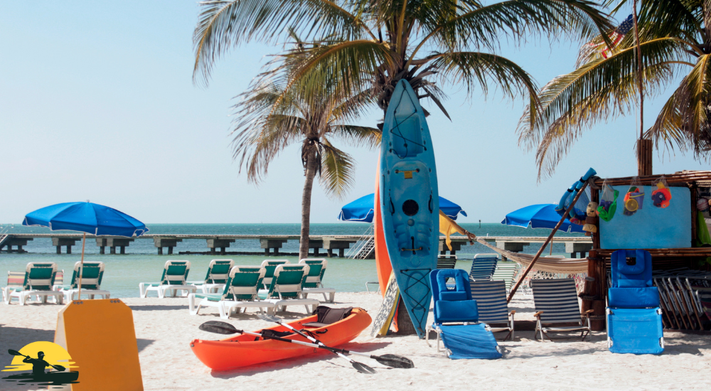 kayaks in a beach side