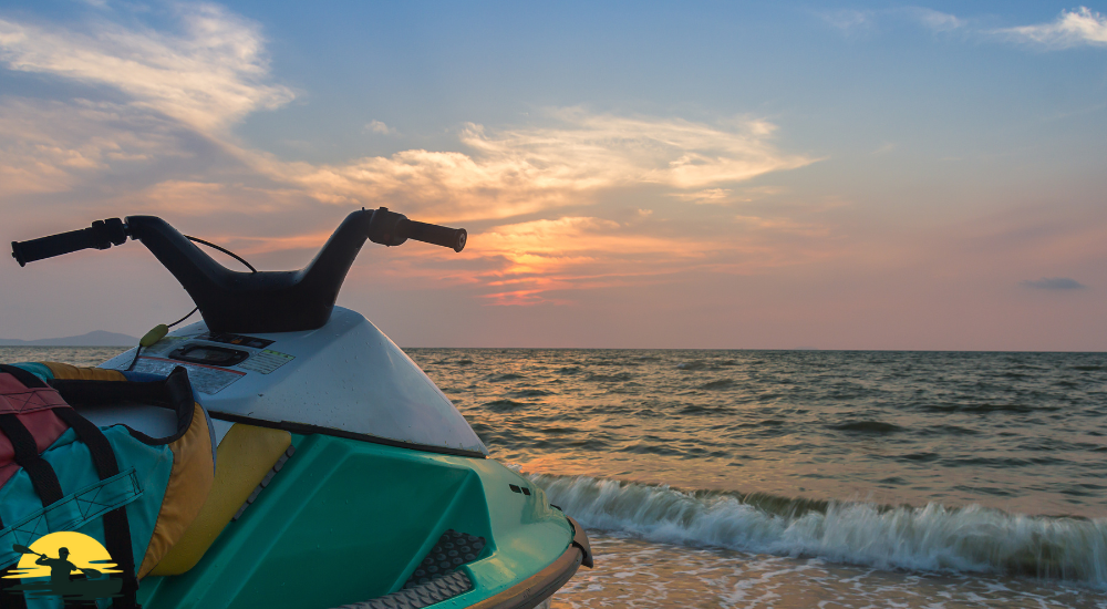 a jet ski on a beach side