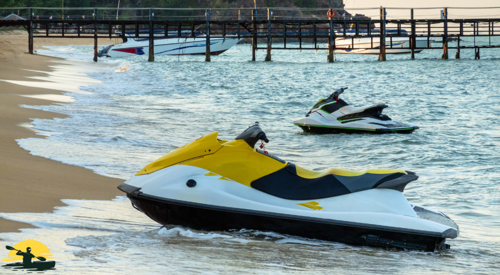 A man is riding a jet ski