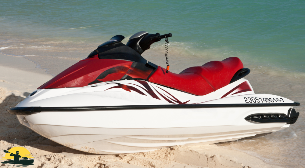 jet ski besides a beach