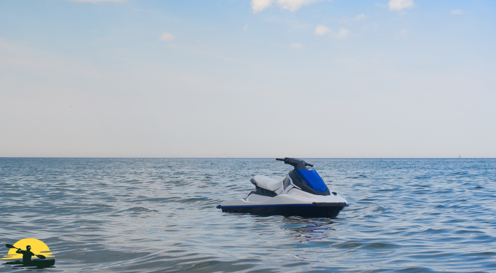 A man is riding a jet ski