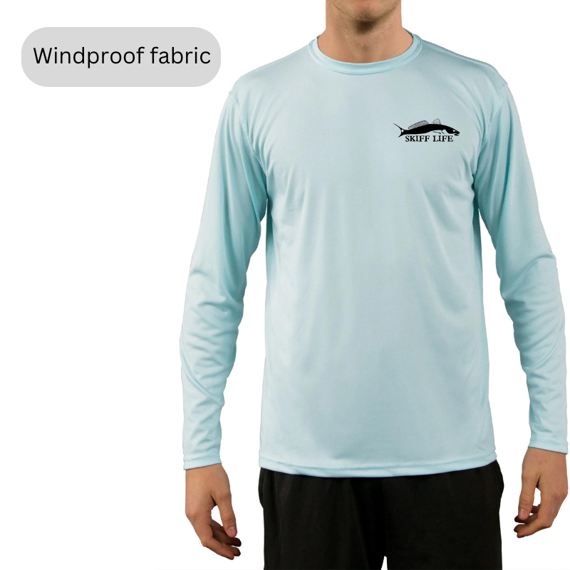 A man is wearing a full sleeve t-shirt