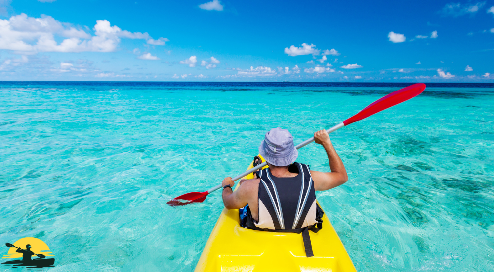 A man is kayaking