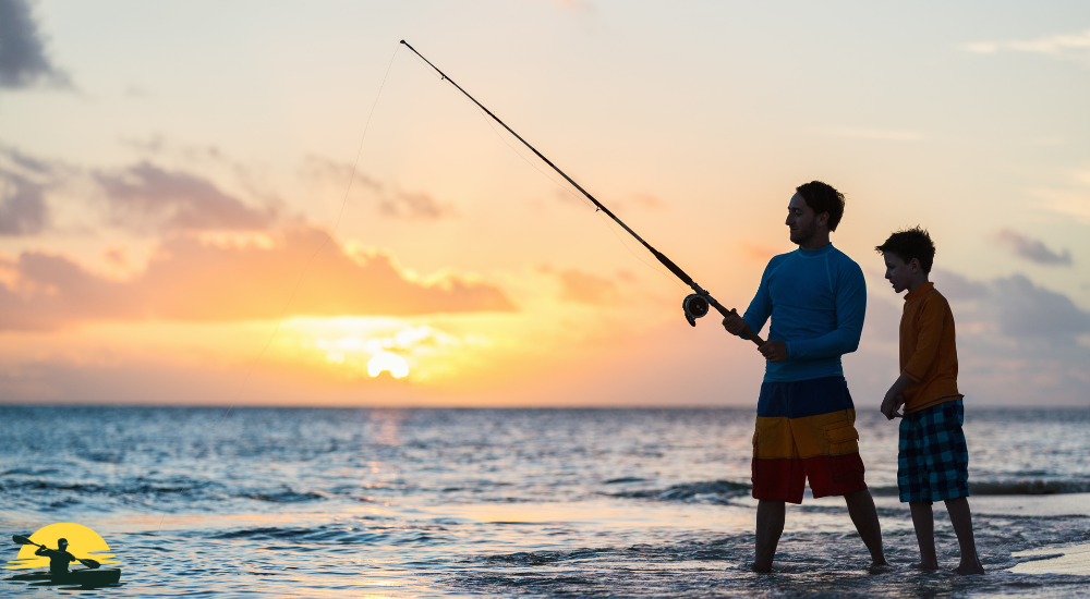 Two men are fishing